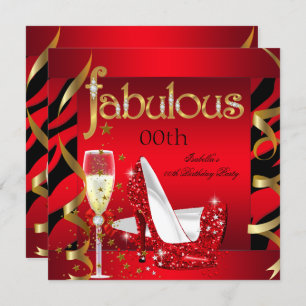 Convites Fabuloso Partido Vermelho Champanhe Zebra Negra