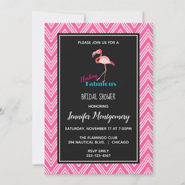 Convites Fabuloso Rebanho c/ Chuveiro de Noiva Flamingo Ros (Frente)