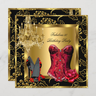 Convites Fabuloso Red Heels Chandelier Corset Rosa Lace 2