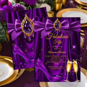 Convites Fabuloso Salão de Champagne roxo Ouro Pérola Joia