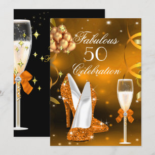Convites Fabuloso Salão de Festas Champagne com Saltos Alto