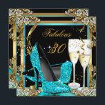 Convites Fabuloso Teal Blue Heels Black Champagne Party<br><div class="desc">Azul Teal Dourado Fabuloso 30, Champagne 30. Festa de Aniversário das Mães de Altos Saltos. Festa de aniversário Dourada Floral Moderna Elegante. Todas as Ocasiões Fabulosos Eventos Elegantes para o Partido das Mulheres Convidam para todas as idades. Personalize com seus próprios detalhes e idade. Modelo para 18º, 20, 21ruas, 30,...</div>