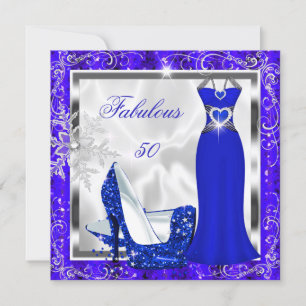 Convites Fabuloso Vestido Azul Royal com Salto Prateado par