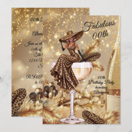 Convites Fabuloso vestido de aniversário em dourado com est