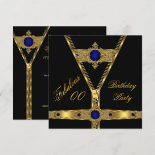 Convites Fabuloso Zipper Ouro Azul Real Diamante Gema 2