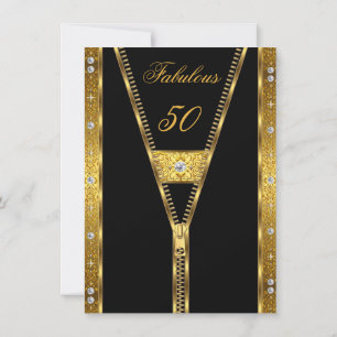 Convites Fabulosos 50 Elegantes Diamante Gema Dourado Preto