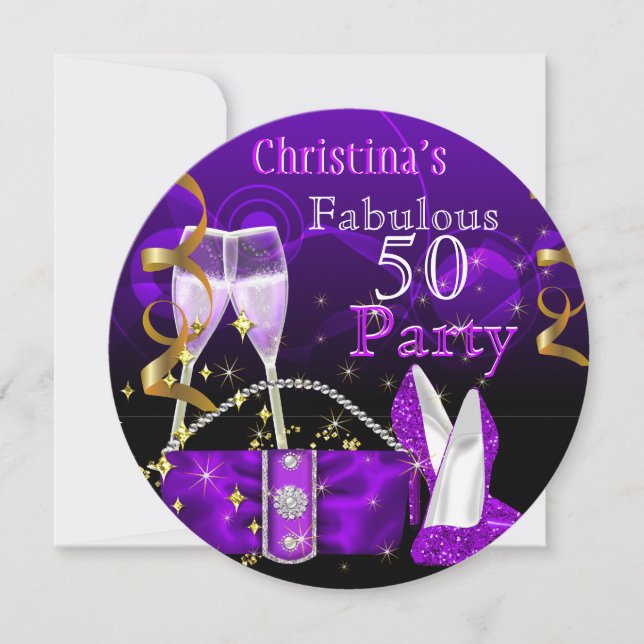 Convites Fabulosos 50 Fantásticos Saltos Altos Roxos Champa (Frente)