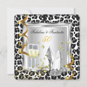 Convites Fabulosos 50 Saltos Prata Leopardo Dourado Anivers