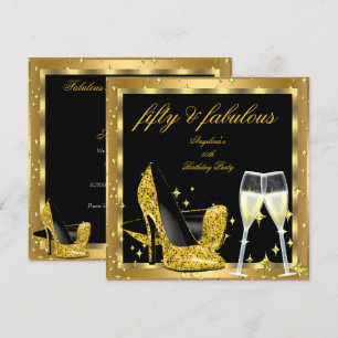 Convites Fabulosos Saltos Altos de Champanhe 50 Dourado Ani