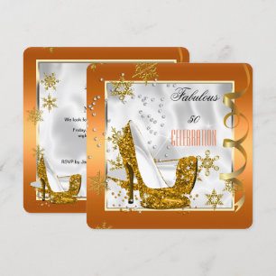 Convites Fabulosos Saltos Altos Laranja Dourado Branco 50 A