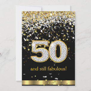 Convites Fabulous 50 serpentinas douradas e prateadas Anive