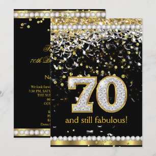 Convites Fabulous 70 Dourado Fluxos de Prata Festa de 70 an