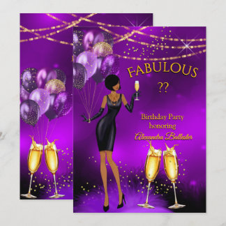 Convites Fabulous Birthday Simple Black Dress Purple Party