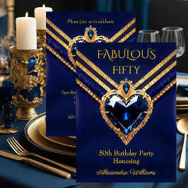 Convites Fabulous Navy Gold Diamonds Elegant Birthday Party