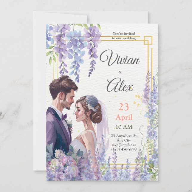 Convites Faça Seu Próprio Casamento Floral De Aquarela De L (Frente)