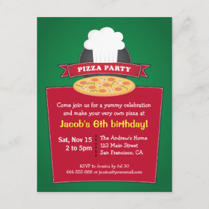 Convites Faça Sua Própria Pizza Festa de Aniversário para C