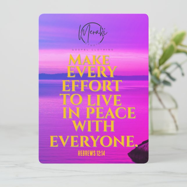 Convites "Faça todos os esforços para viver em paz com (Em pé/Frente)