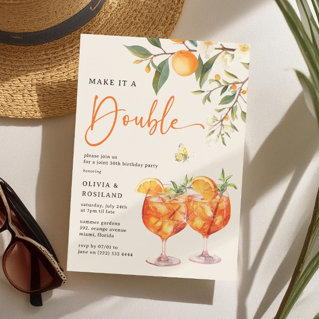 Convites Faça um Duplo Aperol Spritz' Aniversário Conjunto (Criador carregado)