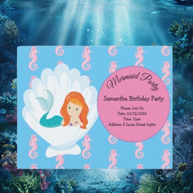 Convites Faça uma Festa de aniversário Splash Mermaid (Magical Mermaid Birthday Party Design)
