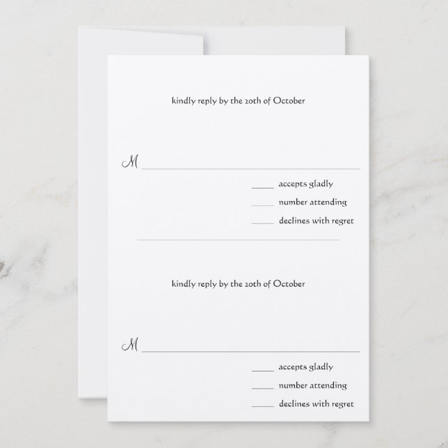 Convites Faça você notar placas RSVP de Casamento para 4x9 (Frente)