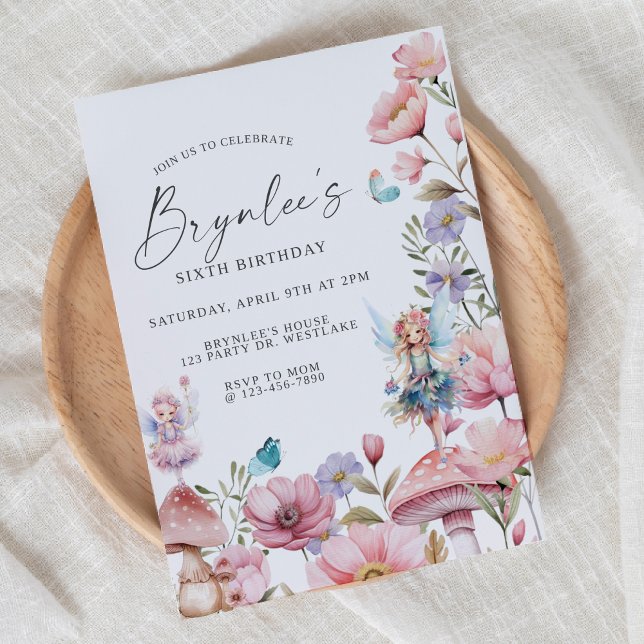 Convites Fada Aniversário, Festa de Jardim, Encantada, Whim (Criador carregado)