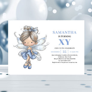 Convites Fada Azul Caprichosa Aniversário de 1 ano Pastel