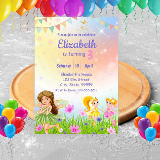 Convites Fada Birthday Whimsist Girl