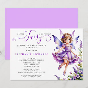 Convites Fada-Chá de fraldas de Fada Roxo bonito Floral