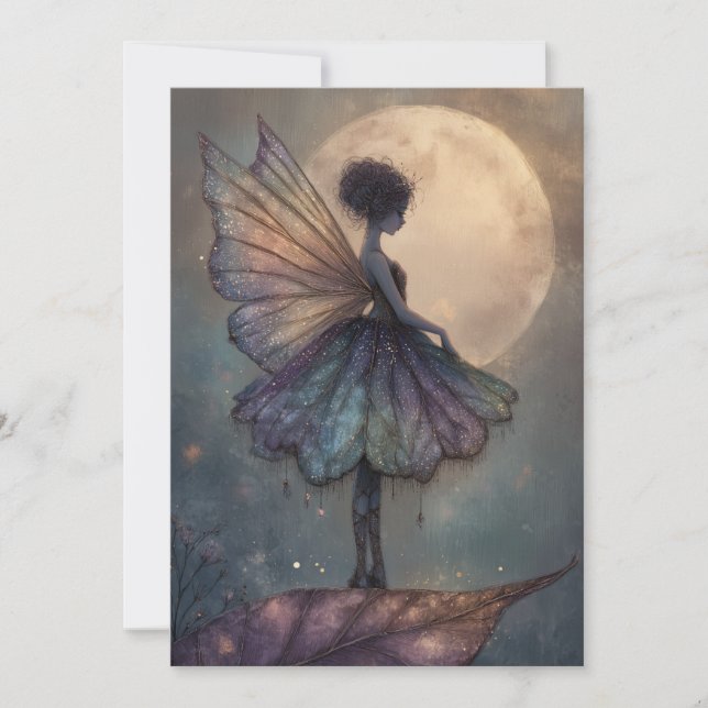 Convites Fada da Luz da Lua Enfeitiçada Fantasia Aquarela (Frente)