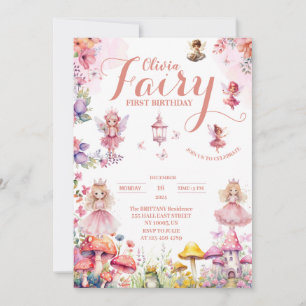 Convites fada da pequena princesa primeiro Conto de fadas a