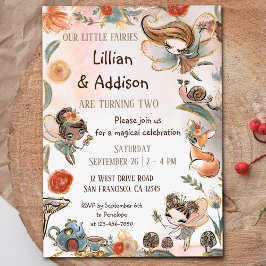 Convites Fada de Fada Florestal de Aniversário das Gêmeas