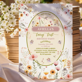 Convites Fada de flor silvestre de fantasia primeiro convit