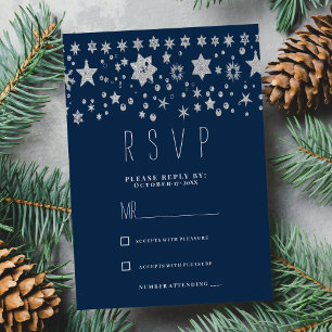 Convites Fada de natal com brilho prateado RSVP