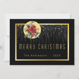Convites Fada de Natal Legal Foto da família Dourada e leve