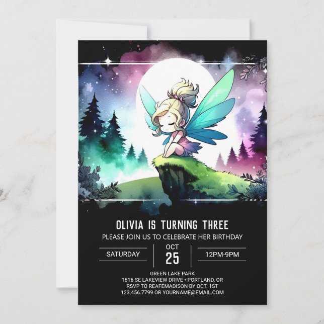 Convites Fada de Pastel Divertida Aniversário (Frente)