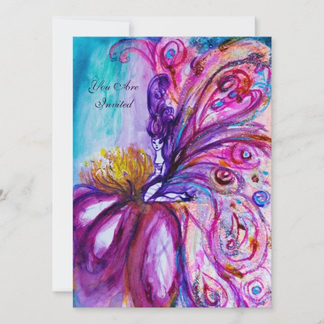 CONVITES FADA DO FLORETE CAPRICHOSA FOFINHA EM BRILHOS ROSA (Frente)