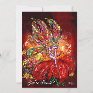 Convites FADA EM VERMELHO amarelo verde