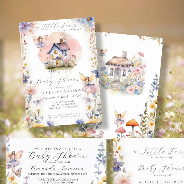 Convites Fada Encantada no Caminho da Menina Rosa (Criador carregado)