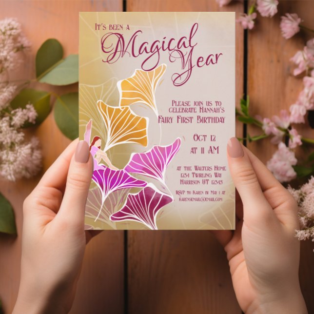 Convites Fada Encantada Primeiro Aniversário Mágico (Criador carregado)
