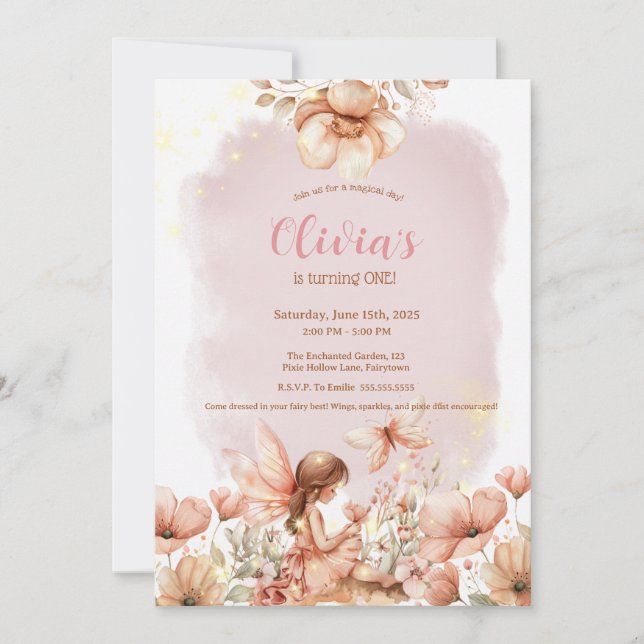 Convites Fada - Festa de primeiro aniversario da Primeira M (Frente)