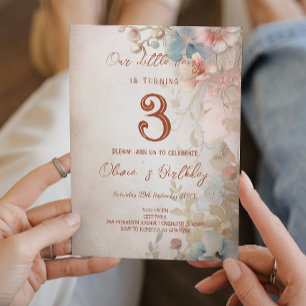 Convites Fada Floral - Festa de Tema Látea Aniversário de c