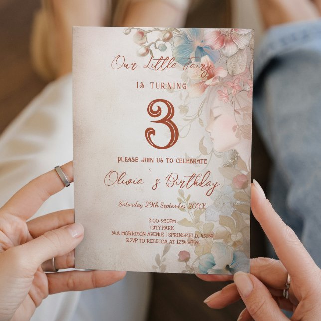 Convites Fada Floral - Festa de Tema Látea Aniversário de c (Criador carregado)