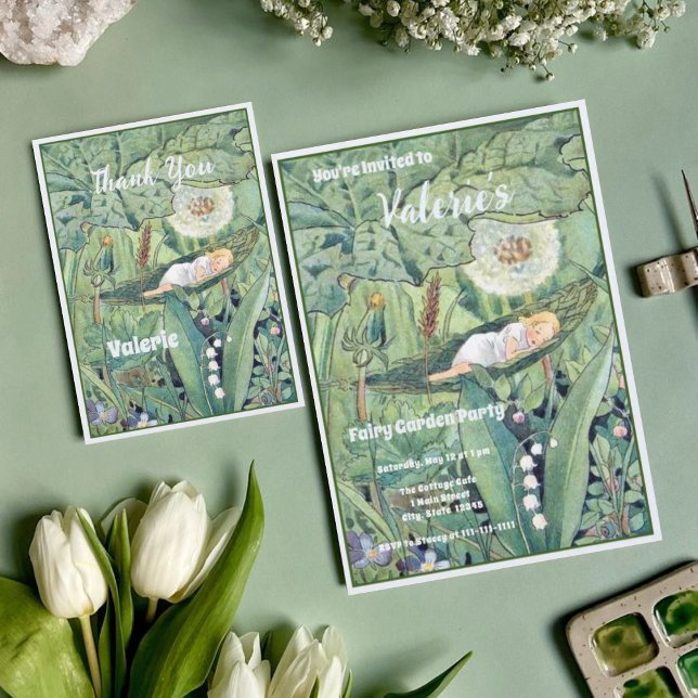 Convites Fada Floral Garden Encantada Forest Girl Aniversár (Criador carregado)
