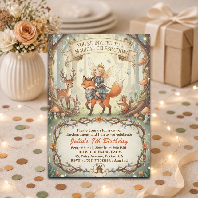 Convites Fada Floresta Caprichosa 7º Festa de Aniversário (Criador carregado)