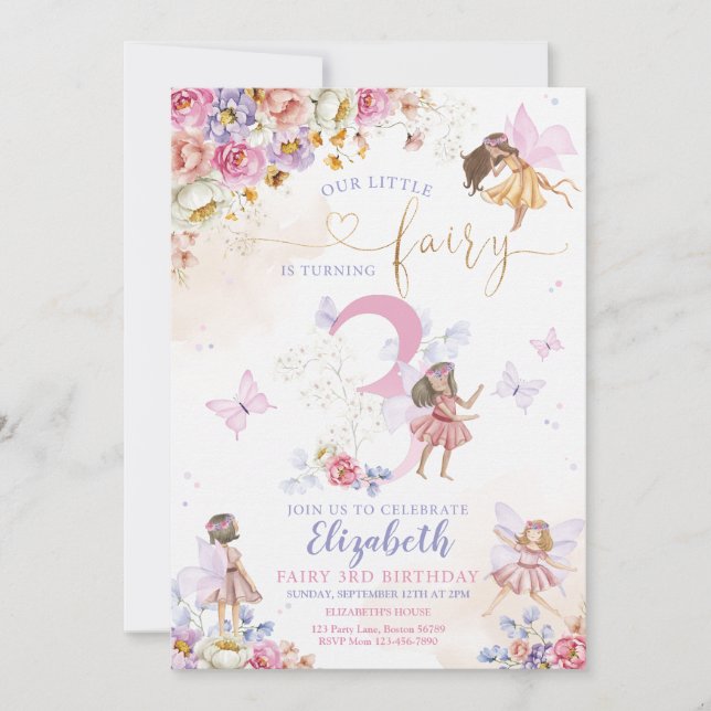Convites Fada Forest Girl Birthday (Frente)