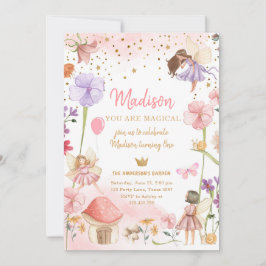 Convites Fada, Garden Girl Primeiro Aniversário
