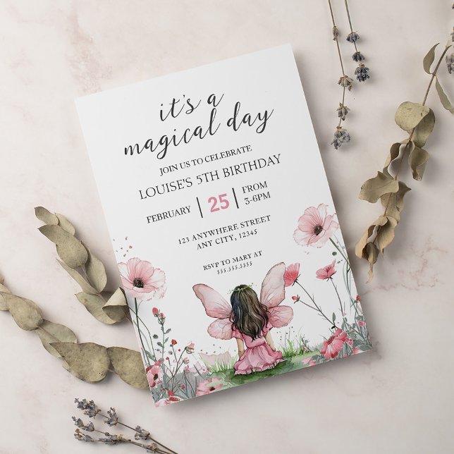 Convites Fada Garden Pink Birday (Criador carregado)