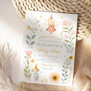 Convites Fada Mágica - Primeiro Aniversário Pavial de Cogum