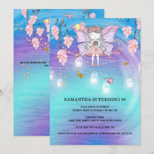 Convites Fada menina magia luz de aniversário borboleta