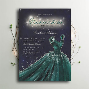 Convites Fada Noturna Encantada, Princesa Quinceanera